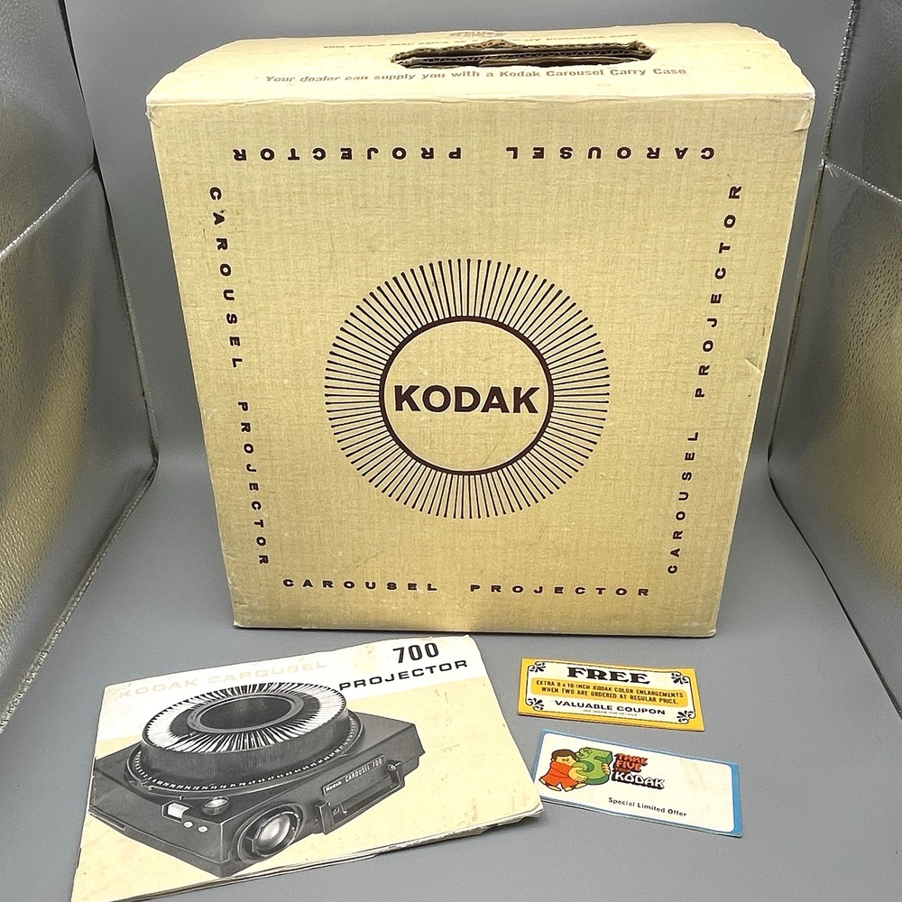 Vtg Kodak Carousel Slide Projectors Box & Manual ONLY OEM Original